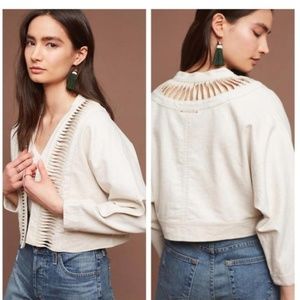 NWOT Anthropologie Hei Hei Linen Blend Crop Jacket